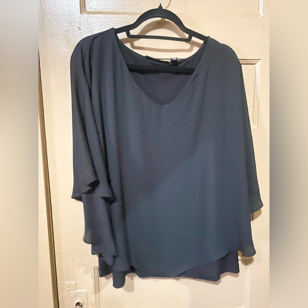 NWOT Dennis Basso cape blouse. Size L.